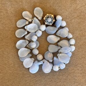 Miriam Haskell Frank Hess Light Blue Hand Sewn Glass Petals Signed Bracelet